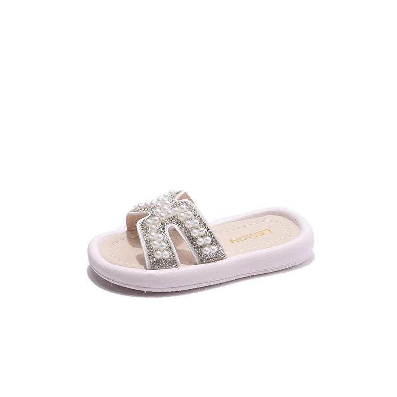 Classic Baby/Kids Girls Pearls Beading Summer Slippers