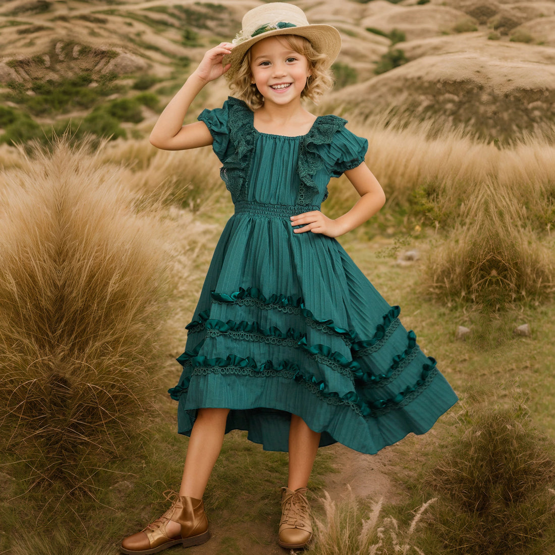 Kids Girls Lace Design Summer Princess Dresses