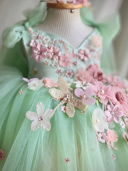 Elegant 3D Flower Butterfly Design Formal Party Dresses