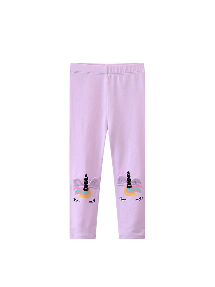 Kids Girls Cartoon and Floral Print Cotton Leggings/Trousers childrensterritory