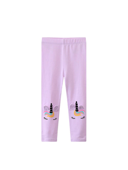 Kids Girls Cartoon and Floral Print Cotton Leggings/Trousers childrensterritory