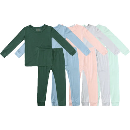 Solid Pattern Bamboo Fiber Pajamas Sets For Baby/Kids childrensterritory