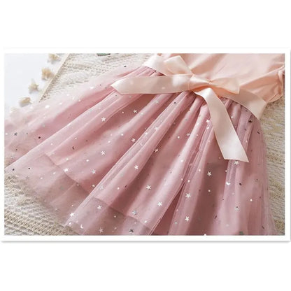 Kids Girls Solid Sequin Summer Birthday Party Dress childrensterritory
