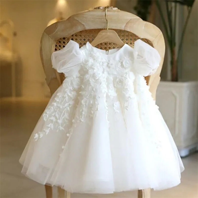 Little Girls Floral Embroidery-Tiered Princess Dress childrensterritory
