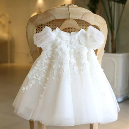 Little Girls Floral Embroidery-Tiered Princess Dress childrensterritory