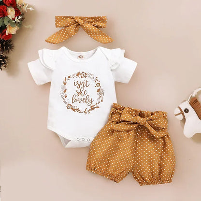 3Pcs Newborn Girl Bodysuit, Bow, Floral Pants Clothing Set childrensterritory