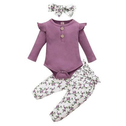 Baby Girl Printed 3 Pieces Outfits New Born Clothes Set childrensterritory