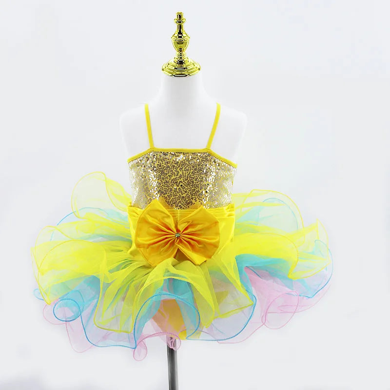 Modern Sequined Flower Tutu Ballet Dresses For Girls