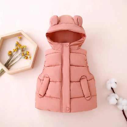 Kids Cotton Padded Hooded Sleeveless Waistcoats childrensterritory