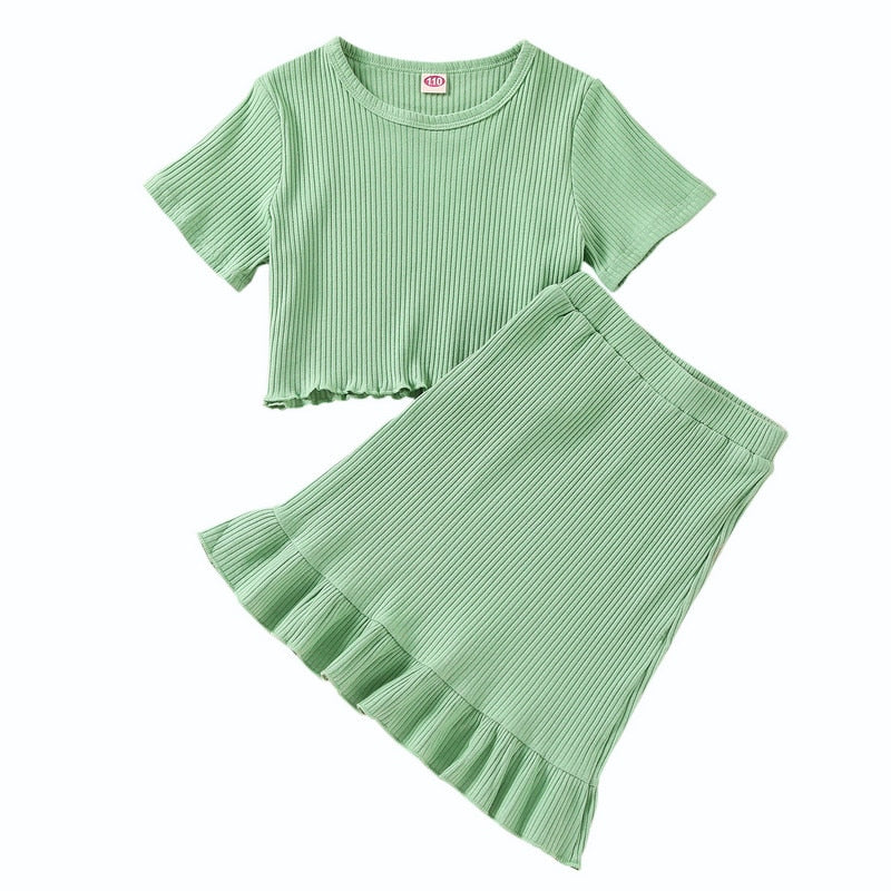 Kids Girl 2 Piece Floral Print Summer Fashion Outfits childrensterritory
