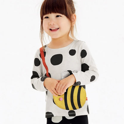 Girls Long Sleeve Bee Appliques Cotton Top childrensterritory