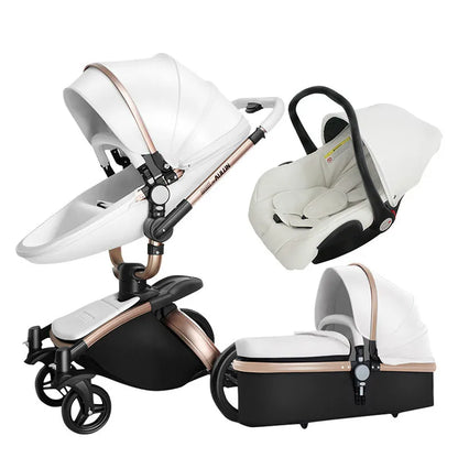 Two-way Foldable PU Leather Baby Stroller With Carseat