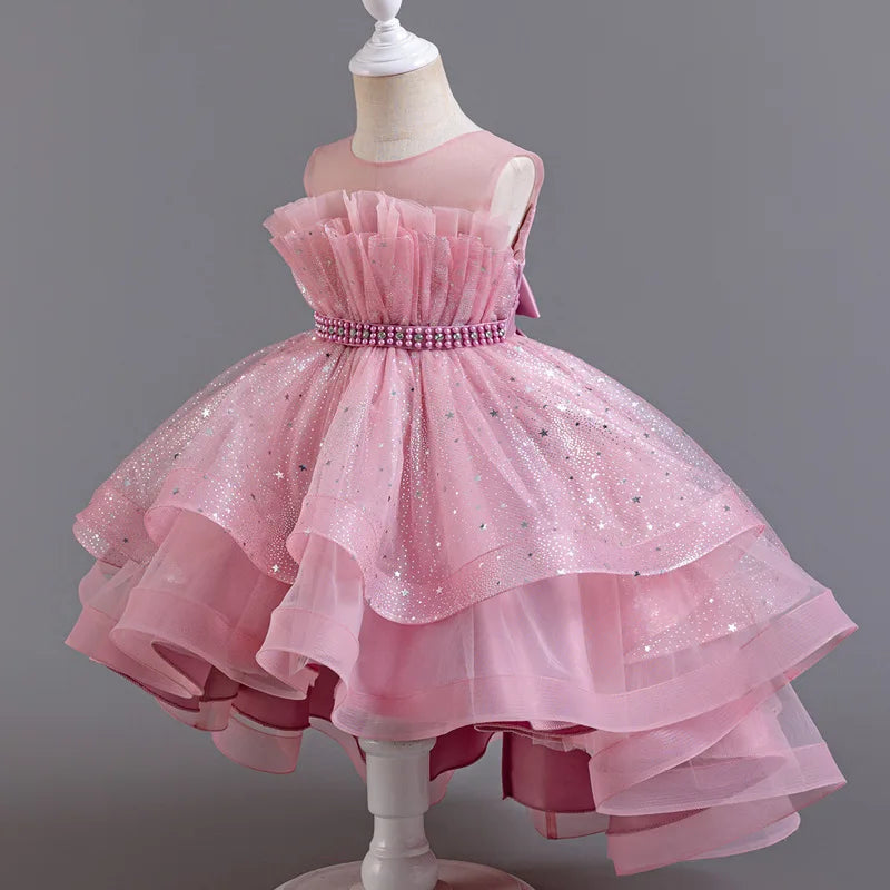 Flower Sequin Design Fluffy Princess Dresses For Girls childrensterritory