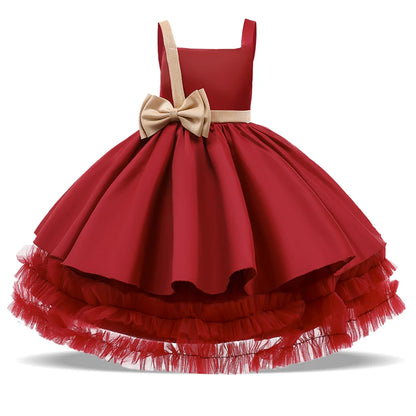 Kids Girls Sequins Bow Tutu Princess Dress for Birthday Party