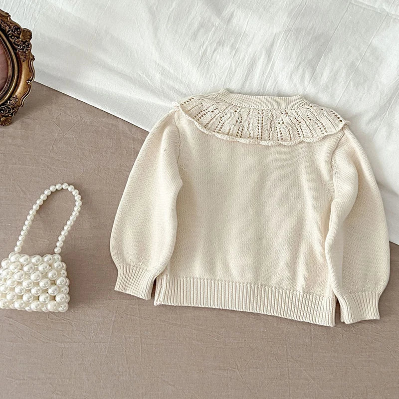 Baby Girls Muslin Flower Knit Embroidery Overcoat