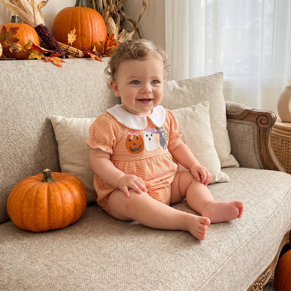 Baby Girl Doll Collar Striped Romper for Halloween