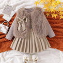 Girls' Long-Sleeved Bow Design Winter Outfit childrensterritory