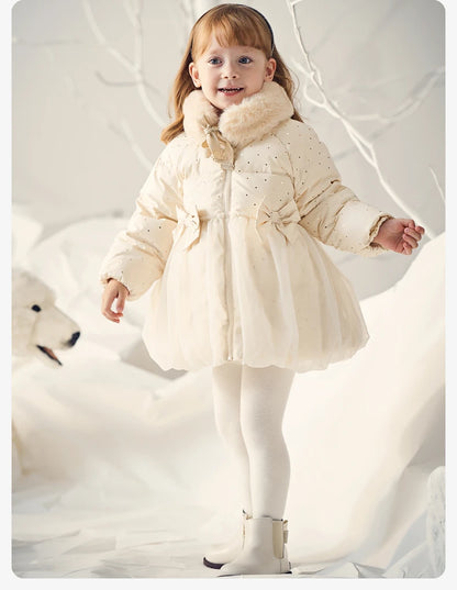 Kids Girls Puffy Antibacterial Down Jacket for Winter Party childrensterritory