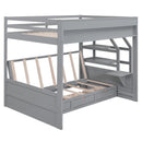 Full Size Convertible Wooden Bunk Bed with Storage Staircase childrensterritory
