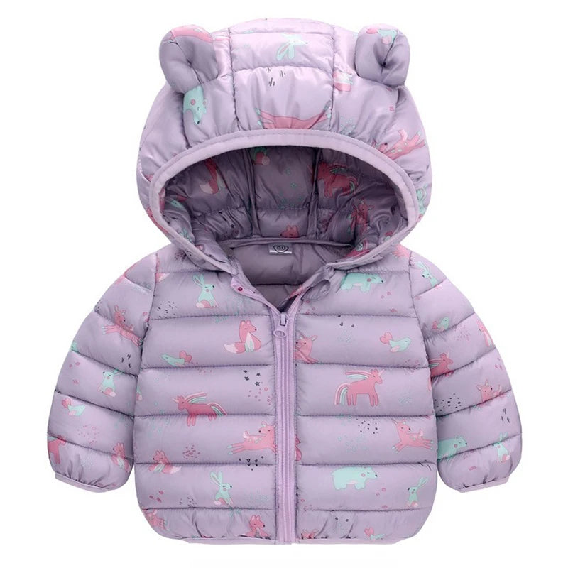 Baby Kids Cartoon Design Puffer Winter Jacket