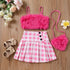 Kids Girls Summer Three-Piece Suit with Sling Bag childrensterritory