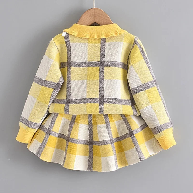 Girls Collar Design Winter Casual Clothing Sets