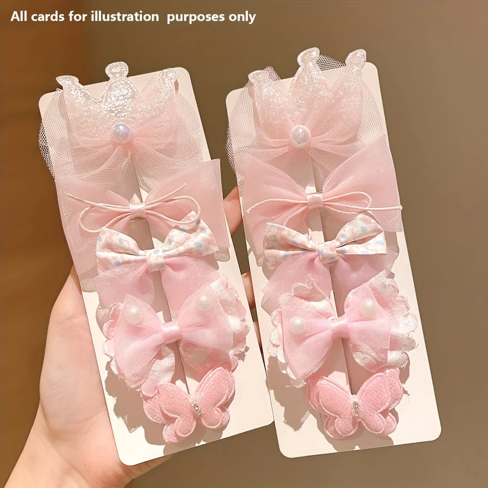 Cute Bow Design 10 Pieces of Sweet Pink Hairpins for Girls
