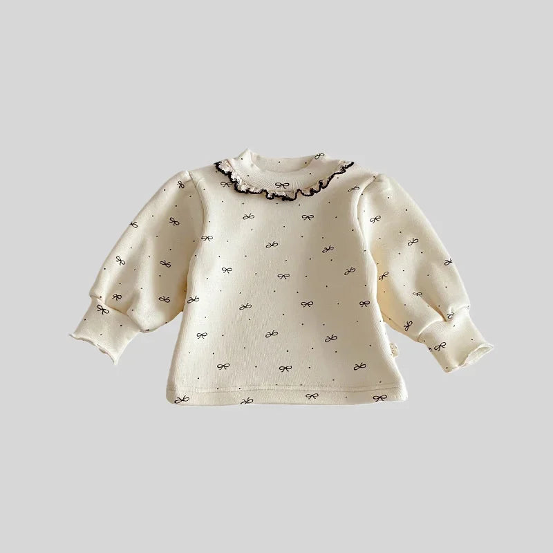 Girls’ Long-Sleeved Collar Design Winter Tops
