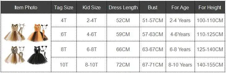 Kids Girls Little Cat Look Tutu Skirt Dresses for School Performance