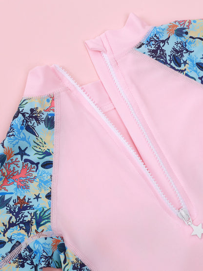 Kids Girls UV Protective Long Sleeve Sports Swimsuits childrensterritory
