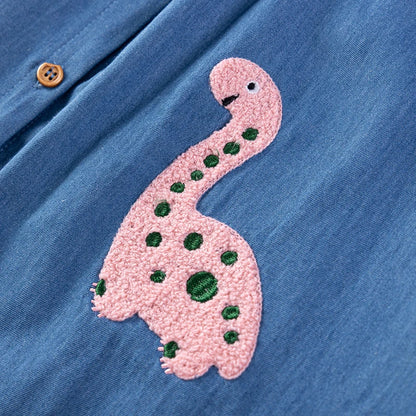 Cartoon Embroidered Little Girls Summer Cotton Dresses childrensterritory