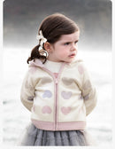 Kids Girls Heart Design Knitted Hooded Zipper Cardigan childrensterritory