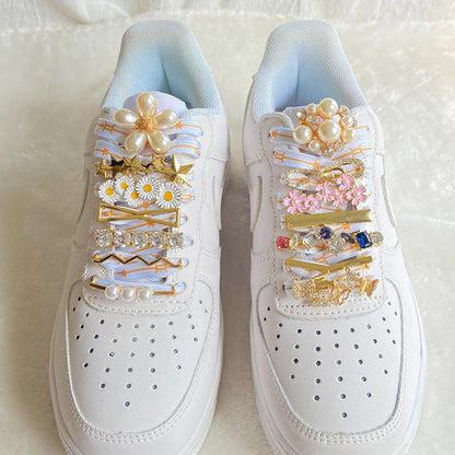 Pearl Shiny Rhinestone Sneaker Shoelace Clips for Girls childrensterritory