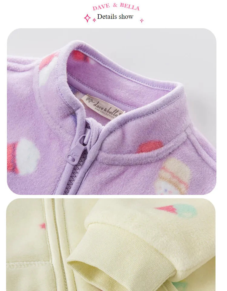 Kids Lovely Print Polar Fleece Winter Coats childrensterritory