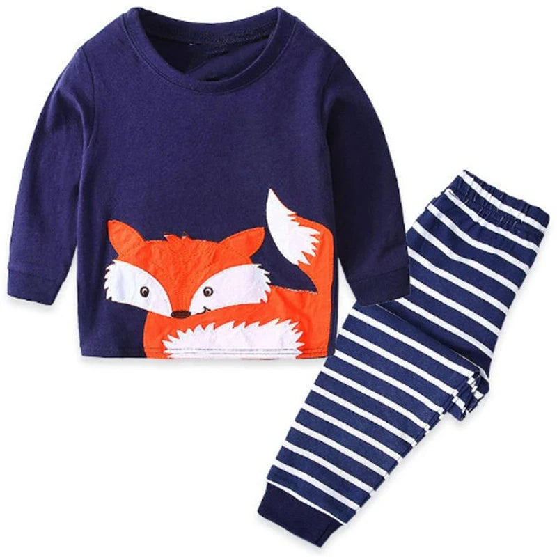 Long-Sleeved Cartoon Print Autumn Kids Clothing Set