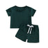 Baby Unisex Solid Crew Neck T-Shirts and Shorts Outfits childrensterritory