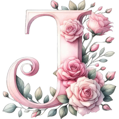 Self-Adhesive Pink Flower Letter Art Wall Decals childrensterritory