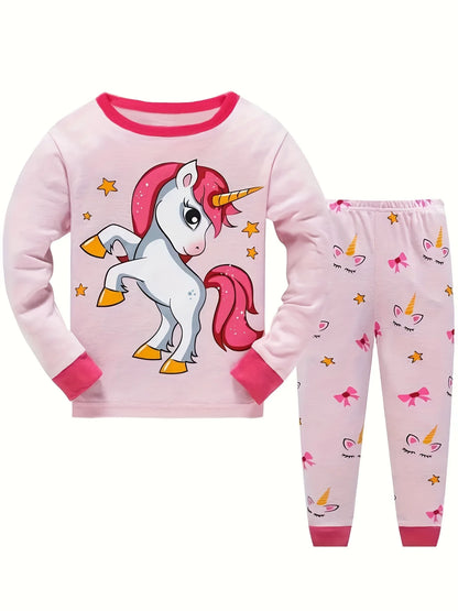 Cartoon and Letter Print Toddler Boys Girls Pajamas Sets childrensterritory