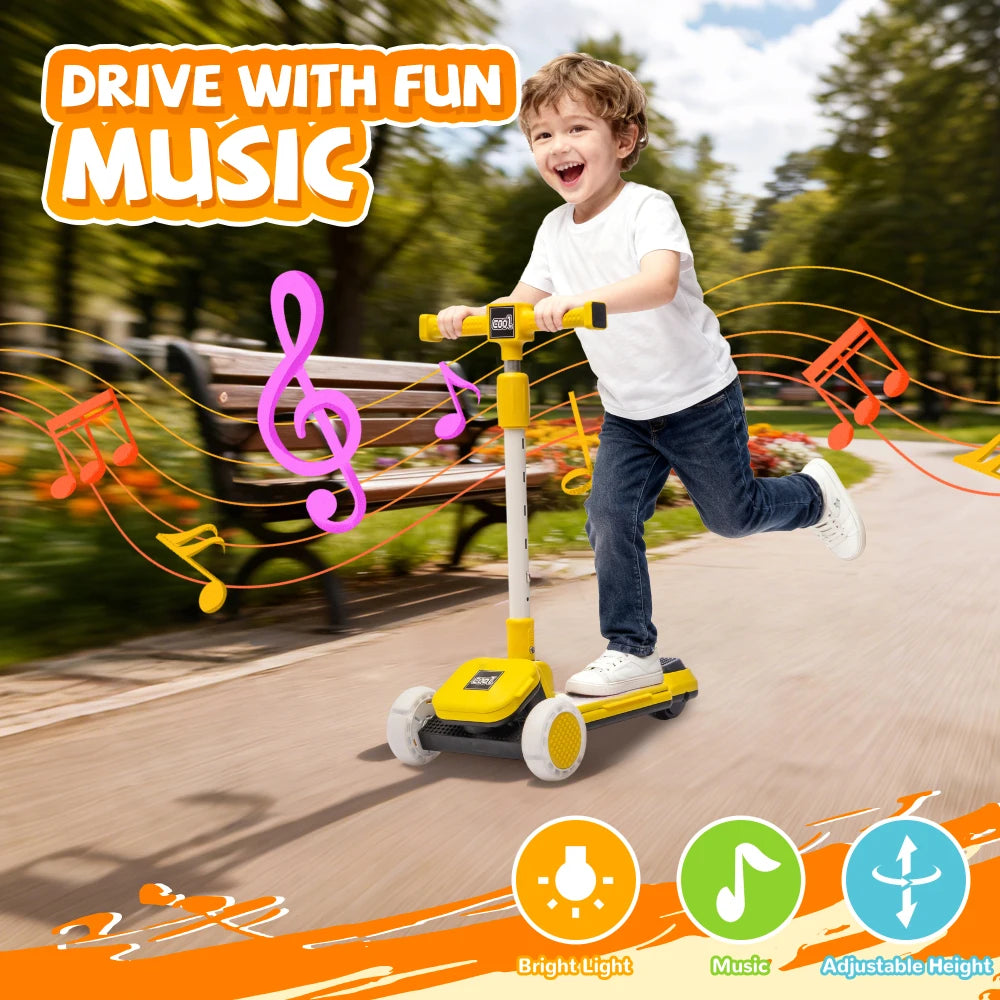 Kids Folding &amp; Adjustable Toy Scooter w/LED Flashing Wheels