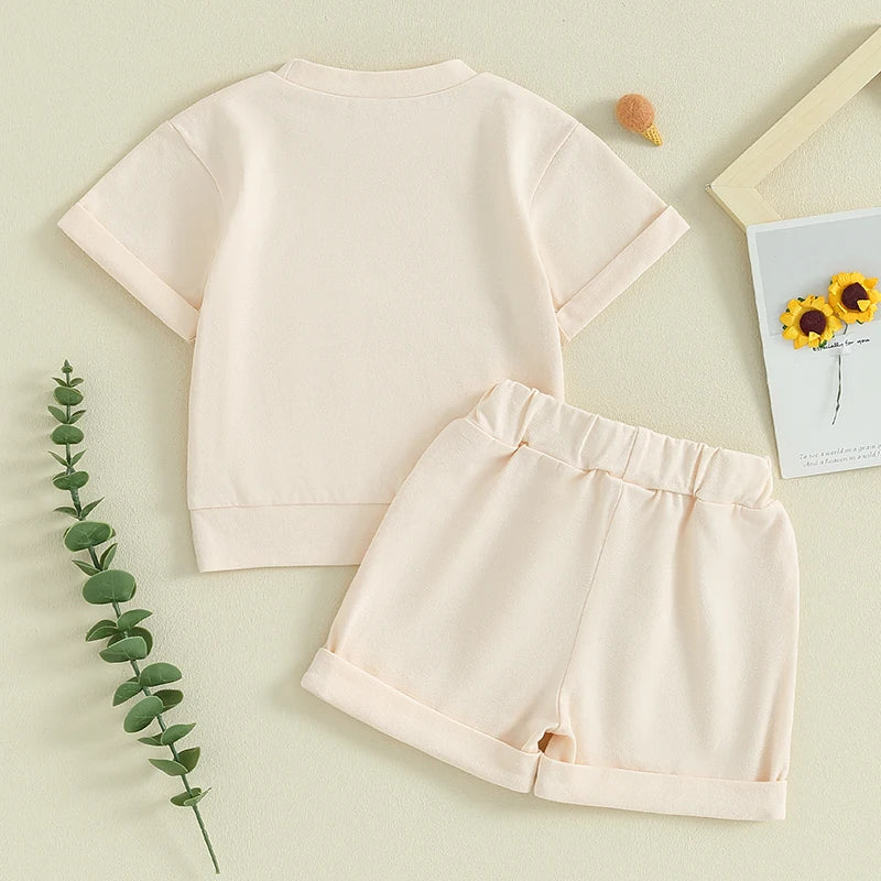 Baby Boys Short Sleeve Pocket T-Shirt and Elastic Shorts 2 Piece Outfits childrensterritory