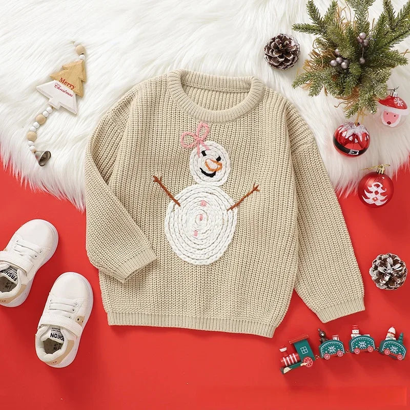 Kids Embroidery Design Long Sleeves Winter Sweater