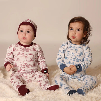 Baby and Kids Printed French Toile Cozy Pajamas and Footies childrensterritory