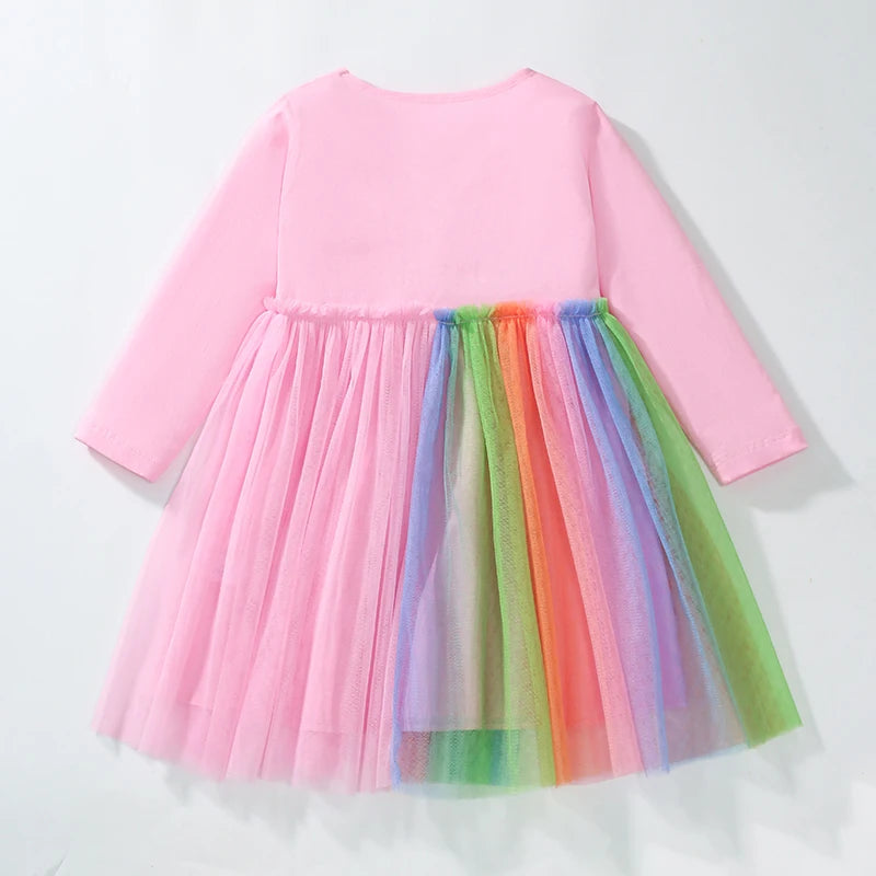 Kids Girls' Unicorn and Rainbow Print Long - Sleeve Dress