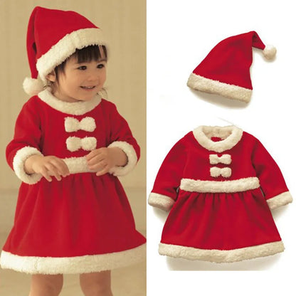Kids Red Santa Claus Party Dress Set for Christmas childrensterritory