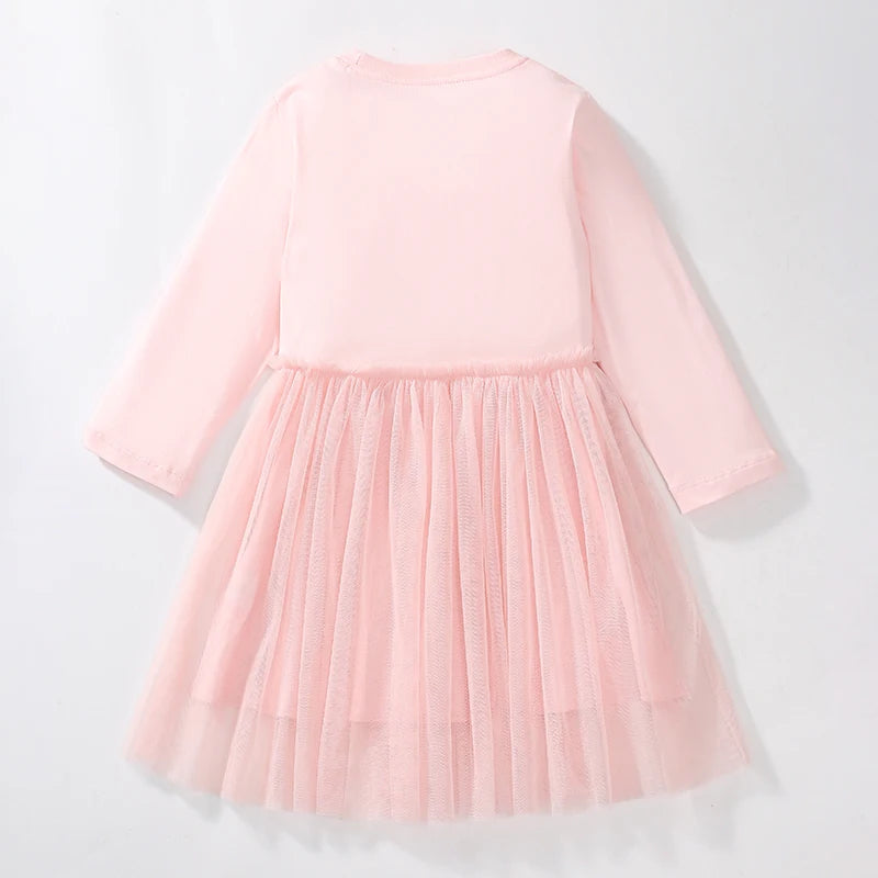 Kids Girls Cartoon Design Long Sleeves Autumn Dresses childrensterritory