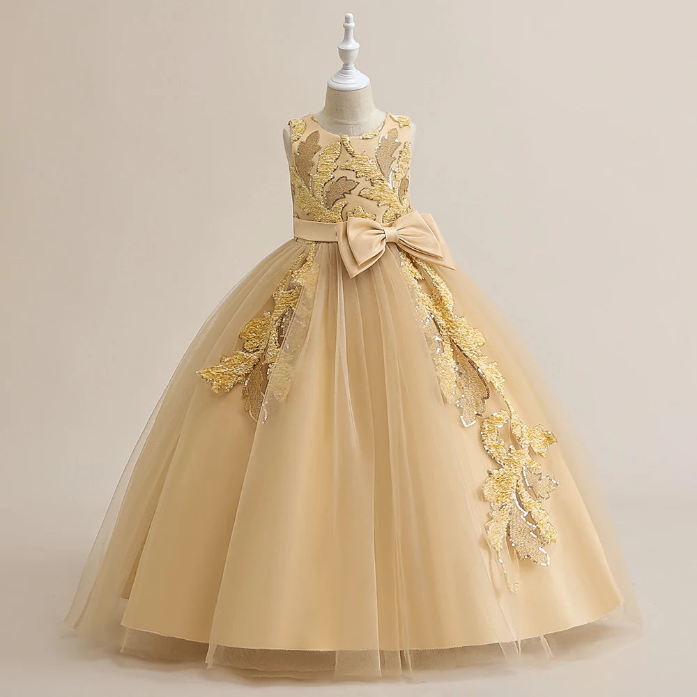 Elegant Bridesmaid Long Princess Gown For Kids Girls childrensterritory