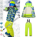 Kids Ski Wear Printed Windproof And Waterproof Clothing Set childrensterritory