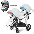 2 in-1 PU Leather Waterproof Twins Baby Stroller childrensterritory