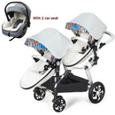 2 in-1 PU Leather Waterproof Twins Baby Stroller childrensterritory