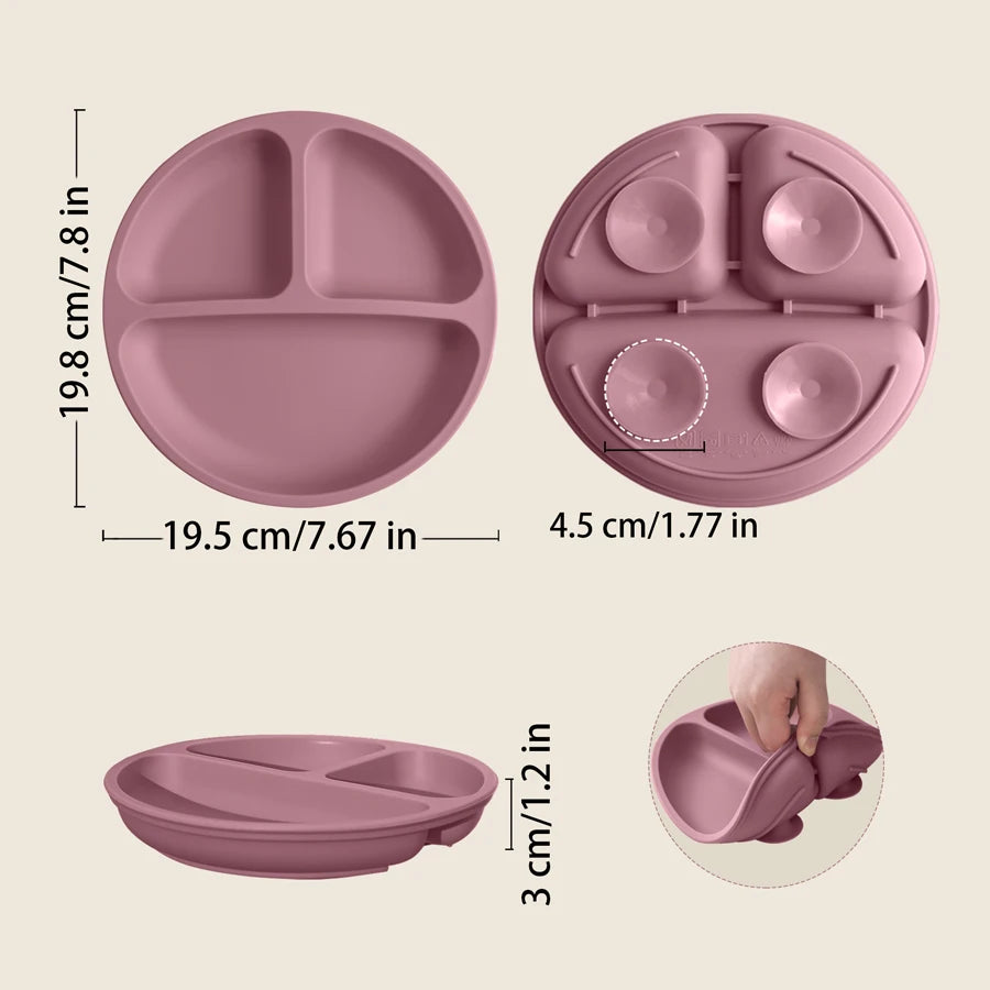 1PCS Toddler Silicone Sucker Dining Plate for Feeding Training childrensterritory